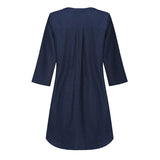 Womens Oversized Lace-Up V Neck Denim Blue