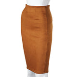 Women Skirts Suede Solid Color Pencil Skirt
