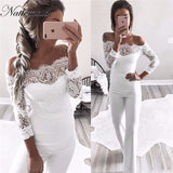 Elegant Off shoulder Lace Rompers Womens Summer Jumpsuit