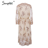 Simplee V neck long sleeve sequin party dresses