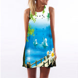 Summer Dress Women Floral Print Chiffon