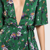 Sexy Jumpsuits for Women Bell Sleeve Plunge Neck