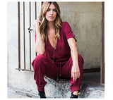 Summer Sexy V Neck Pleated Waist Pocket Rompers