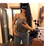 Crop Top Women Camis Silk Satin Halter Top