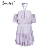 Halter off shoulder summer dress women