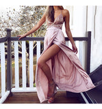 Elegant backless satin long dress