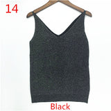 Sexy Knitted Tank Tops Women Gold