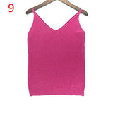 Sexy Knitted Tank Tops Women Gold