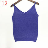 Sexy Knitted Tank Tops Women Gold