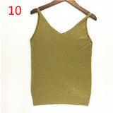 Sexy Knitted Tank Tops Women Gold