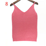 Sexy Knitted Tank Tops Women Gold