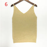 Sexy Knitted Tank Tops Women Gold