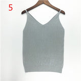 Sexy Knitted Tank Tops Women Gold