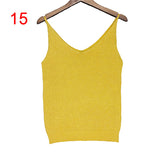 Sexy Knitted Tank Tops Women Gold