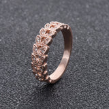 Gold Concise Classical CZ Crystal Wedding Ring Rose Gold