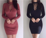 Autumn Dress Knitting 2018 Women Dresses Zipper O-neck Sexy Knitted Dress Long Sleeve Bodycon Sheath Pack Hip Dress GV090