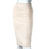 Women Skirts Suede Solid Color Pencil Skirt