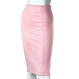 Women Skirts Suede Solid Color Pencil Skirt