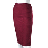 Women Skirts Suede Solid Color Pencil Skirt