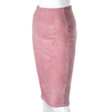 Women Skirts Suede Solid Color Pencil Skirt