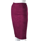 Women Skirts Suede Solid Color Pencil Skirt