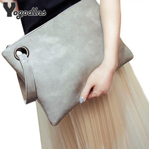 Fashion solid women's clutch bag leather