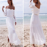 Women Chiffon Long Dress Sexy Strapless Beach Summer