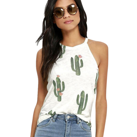 New Summer Cactus Printed Tank Tops