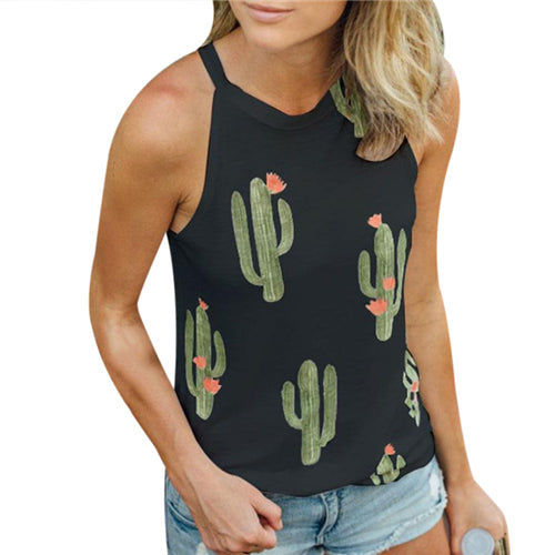 New Summer Cactus Printed Tank Tops