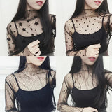 Women Sexy Harajuku Mesh Net See Through T Shirt