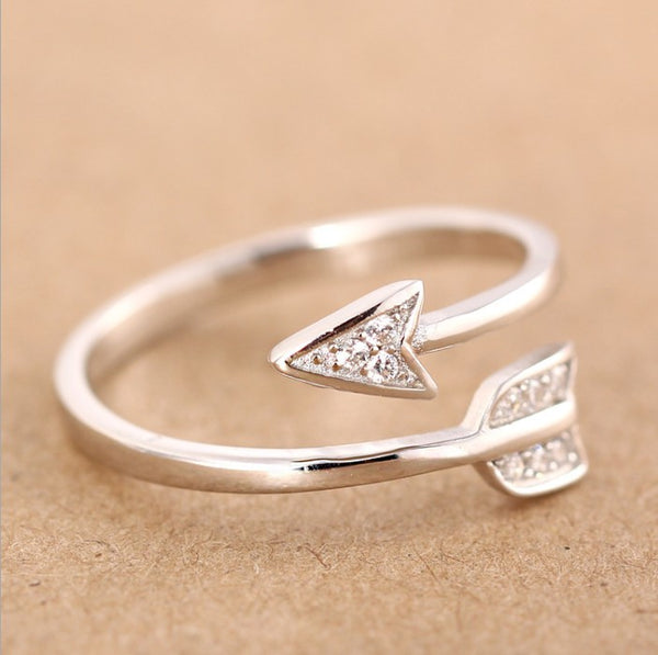 New Arrival Fashion  Silver Plated Arrow crystal rings