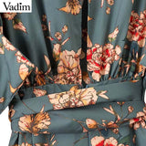 Vintage floral V neck jumpsuits
