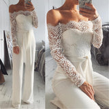 Elegant Off shoulder Lace Rompers Womens Summer Jumpsuit