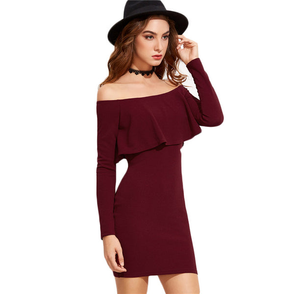 Long Sleeve Mini Dress Womens Autumn