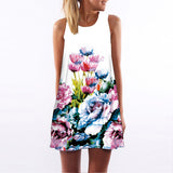 Summer Dress Women Floral Print Chiffon