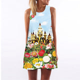 Summer Dress Women Floral Print Chiffon