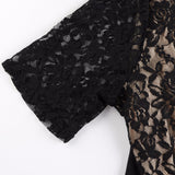 Black Surplice Wrap Lace Patchwork Jumpsuits