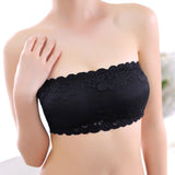 Lace Floral Full Cup Strapless Wire Free Wrapped Chest