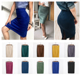 Women Skirt Winter Solid Suede Work