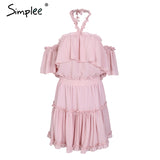 Halter off shoulder summer dress women