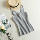 Lace Knitted Tank Tops Female Sexy V-neck