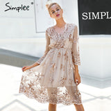 Simplee V neck long sleeve sequin party dresses