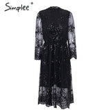 Simplee V neck long sleeve sequin party dresses