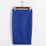 Women Skirt Winter Solid Suede Work