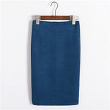 Women Skirt Winter Solid Suede Work