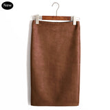 Women Skirt Winter Solid Suede Work