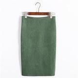 Women Skirt Winter Solid Suede Work