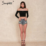 Simplee European style sexy off shoulder black