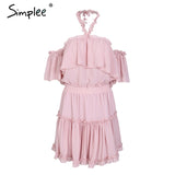 Halter off shoulder summer dress women