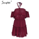 Halter off shoulder summer dress women